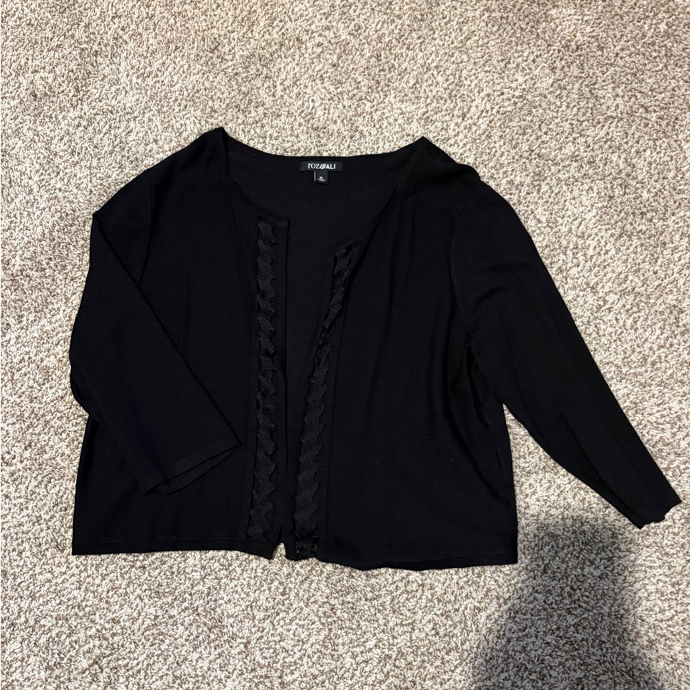 Roz & Ali Black Lace-Accented Sweater